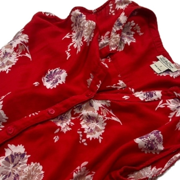 Lucky Brand Floral Button Down Tie Front Tank Top Red Purple White Women’s S - Picture 4 of 8